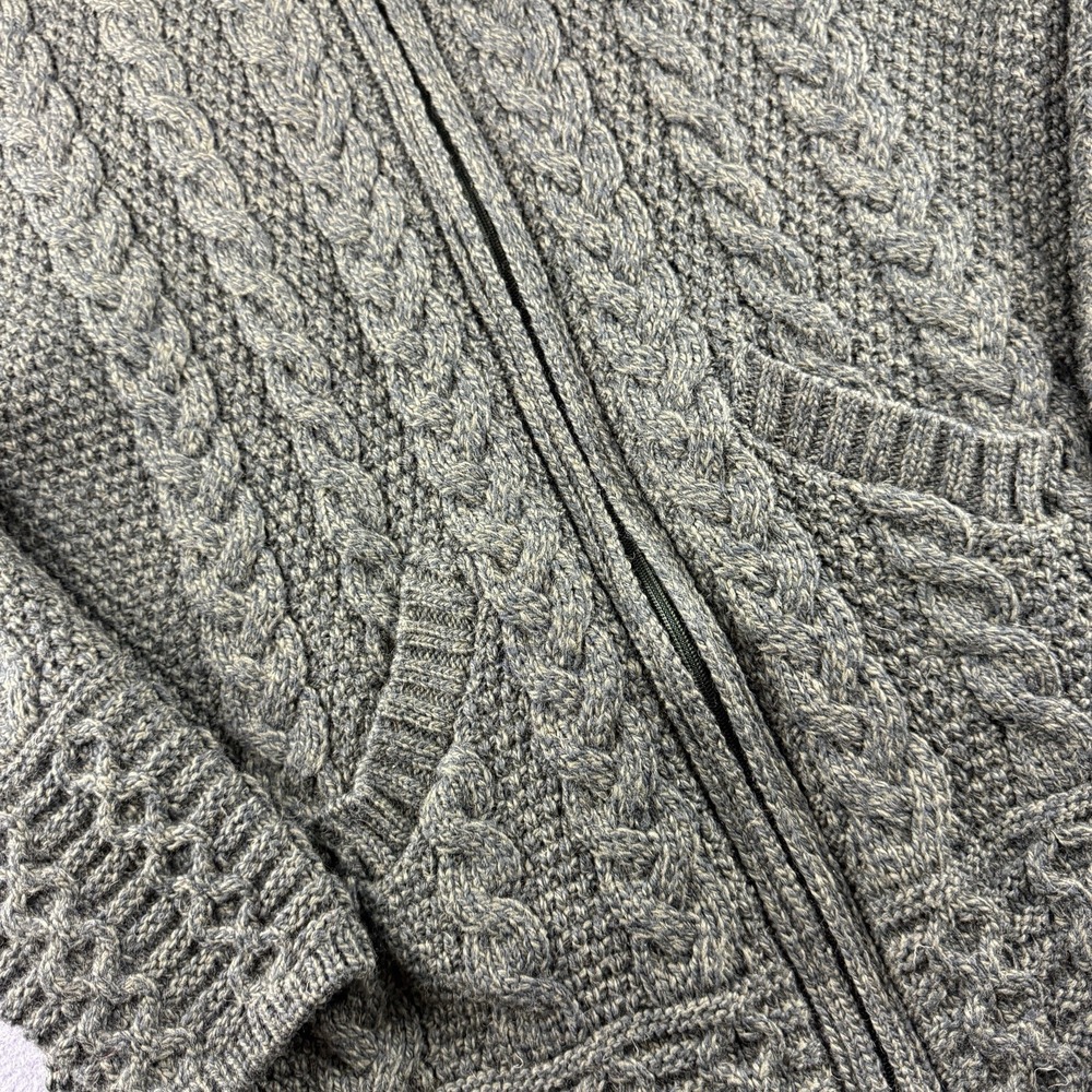 Aran Crafts Hoodie Women's 2XL Green Merino Wool Fisherman Cable Knit Full Zip - Picture 8 of 10